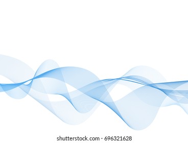 Blue wave vector background for business presentation, Brochure or flyer design. Blue smoke on white background. Vector illustration
