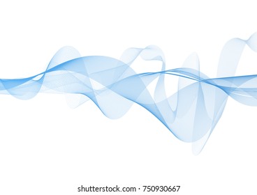 Blue wave vector background for business presentation, Brochure or flyer design. Blue smoke on white background. Vector illustration