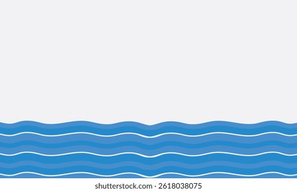 blue wave vector with blank area on white horizontal background