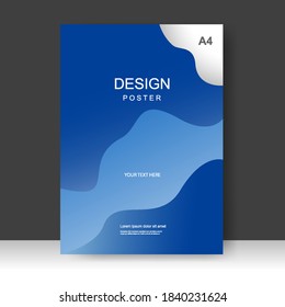 Blue wave Vector business brochure template. Banner Design, Poster in A4 size. Simple Flyer promotion. magazine. Vector illustration