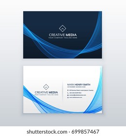 blue wave vector business card design template