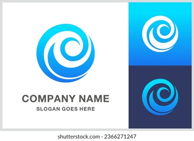 Blue Wave Vector Logo Design Template	