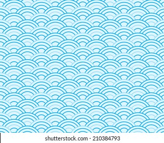 blue wave vector seamless patterns. Endless texture can be used for wallpaper, pattern fills, web page background,surface textures. 