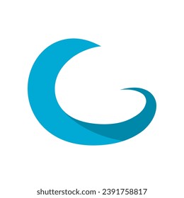 Blue wave water abstract icon flat vector design