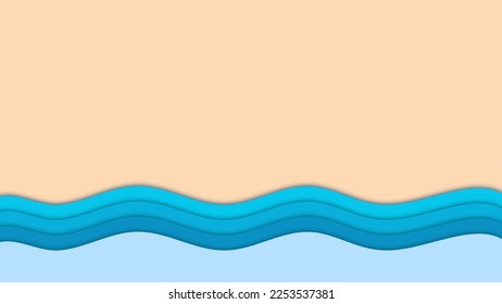 Blue wave, water wave, lines, beach background. Vector texture design poster banner abstract summer wallpaper background.