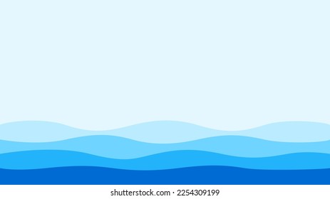 Blue wave, water wave, lines, blue sky background. Vector texture design poster banner abstract blue wallpaper background.