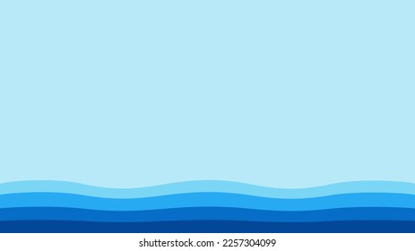 Blue wave, water wave, lines, blue sky background. Vector texture design poster banner abstract blue wallpaper background.