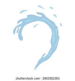 Blue wave and water spray, wavy symbols of nature in vector illustrations of movement