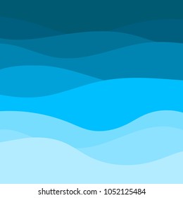 Blue wave water vector abstract background flat design style.