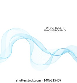 
Blue wave wavy lines motion on white background