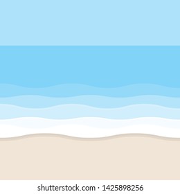 Blue wave & yellow beach summer concept template. Simple realistic flat graphic design style illustration for ui ux app web banner brochures posters, vector eps 10 isolated on blue background