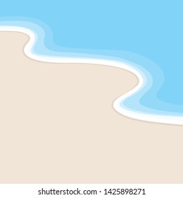 Blue wave & yellow beach summer concept element template. Simple realistic flat design style illustration for ui ux app web banner brochures posters, vector eps 10 isolated on blue background