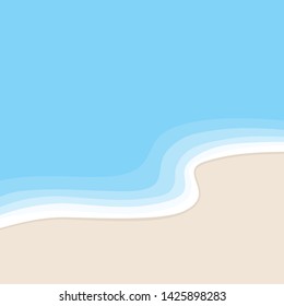 Blue wave & yellow beach summer concept element template. Simple realistic flat design style illustration for ui ux app web banner brochures posters, vector eps 10 isolated on blue background