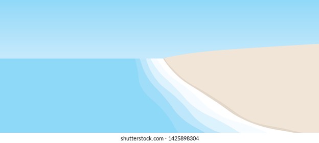 Blue wave & yellow beach summer concept element template. Simple realistic flat design style illustration for ui ux app web banner brochures posters, vector eps 10 isolated on blue background