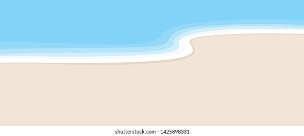 Blue wave & yellow beach summer concept element template. Simple realistic flat design style illustration for ui ux app web banner brochures posters, vector eps 10 isolated on blue background
