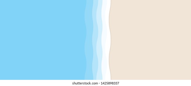 Blue wave & yellow beach summer concept template. Simple realistic flat graphic design style illustration for ui ux app web banner brochures posters, vector eps 10 isolated on blue background