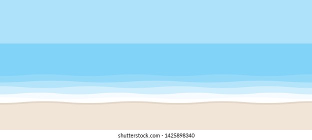Blue wave & yellow beach summer concept template. Simple realistic flat graphic design style illustration for ui ux app web banner brochures posters, vector eps 10 isolated on blue background