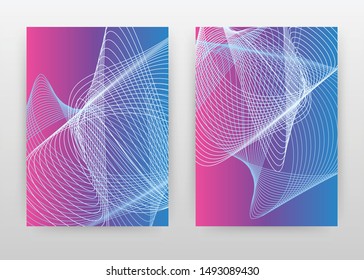 Blue waved lines concept design of annual report, brochure, flyer, poster. Colorful blue magenta background vector illustration for flyer, leaflet, poster. Business abstract A4 brochure template.