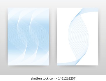 Blue waved lines on white design for annual report, brochure, flyer, poster. Abstract wave lined on white background vector illustration for flyer, leaflet, poster. Abstract A4 brochure template.