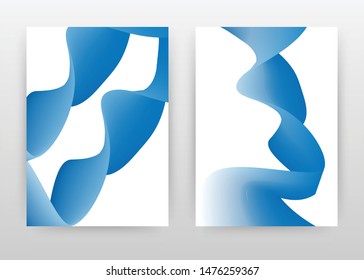 Blue waved ribbon on white background design for annual report, brochure, flyer, leaflet, poster. Abstract wave blue ribbon background. Abstract A4 brochure template. Vector illustration.