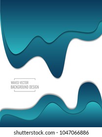 Blue waved vector on white background design.