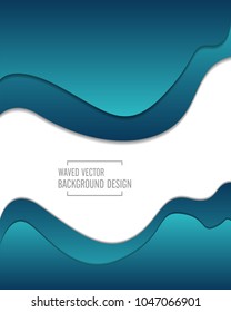 Blue waved vector on white background design.