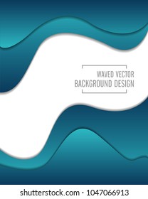 Blue waved vector on white background design.