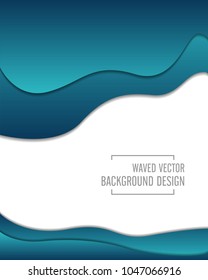 Blue waved vector on white background design.
