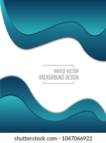 Blue waved vector on white background design.