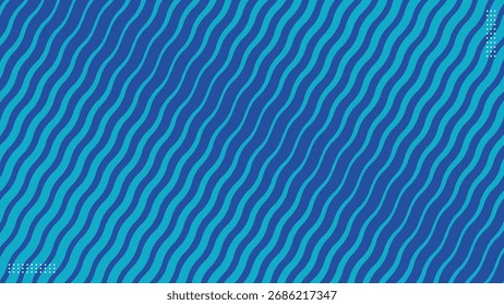 Banner de fundo abstrato de ondas azuis com padrão diagonal e design plano moderno. Ilustração vetorial