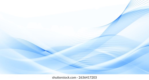 Blue waves abstract background, modern design, vector illustration