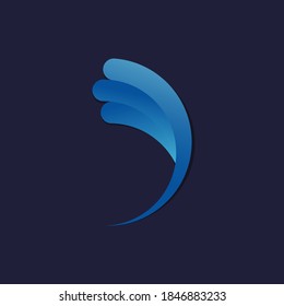blue waves abstract logo with gradations, can be used for company logos