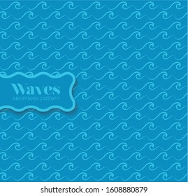 Blue waves background design, Sea ocean water ripple clear surface tropical nature and aqua theme Vector illustration