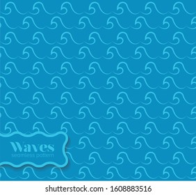 Blue waves background design, Sea ocean water ripple clear surface tropical nature and aqua theme Vector illustration