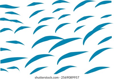 blue Waves background in doodle style, Hand drawn water sea vector background. Wavy beach prints, curly grunge paint lines, watercolor lines