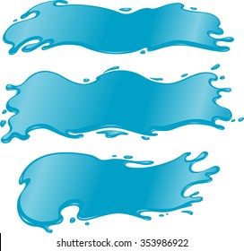 Blue Waves Banner Set-Blank water forms for summer labels and design elements