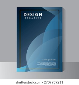 Blue waves book cover design, brochure design with creative shape, annual report. flyer template, Poster, catalog. Simple sale leaflet for promotion, magazine. Vector eps 10