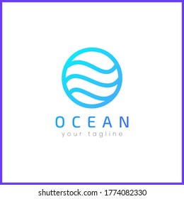 Blue waves in a circle. Simple and modern logo design.