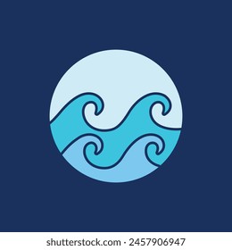 Blue Waves in Circle simplicity icon creative business template