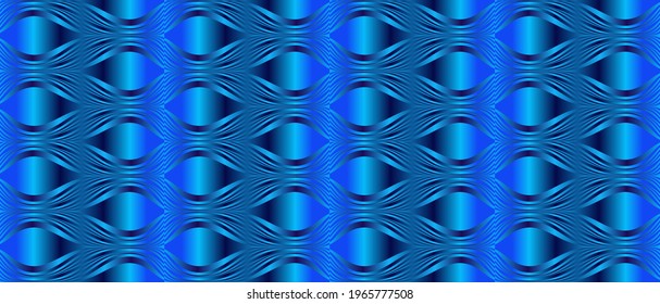 Blue waves and circles on a horizontal background. Use it for illustrations and textures.