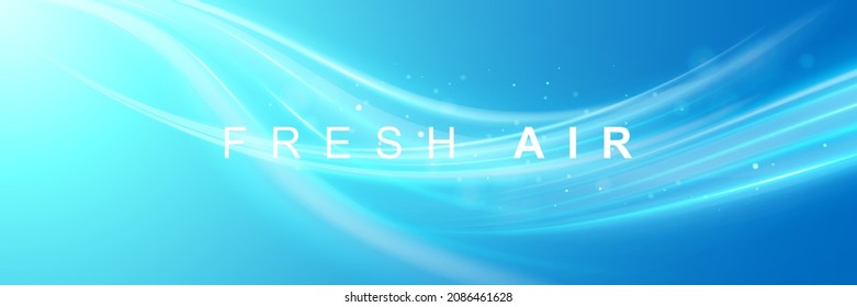 Blue waves with a fresh aroma. Waves showing a stream of clean fresh air. Vector illustration.