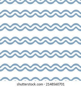 Blue waves, geometric stripe vector pattern, abstract repeat background, seamless repeating tile.