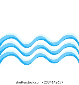 Blue waves with gradient decorative frame, vector design template, abstract water waves.