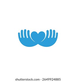 blue waves hand care simple geometric blue logo vector 