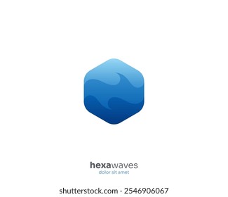 Blue waves hexagon logo gradient