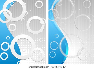 Blue waves hi-tech background. Old simple style and smooth modern style. Vector design