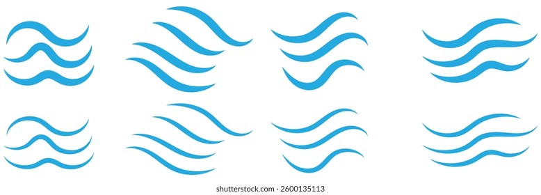 Blue waves icon vector set. Wave illustration sign collection. ocean symbol. water logo.
