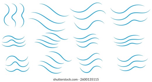 Blue waves icon vector set. Wave illustration sign collection. ocean symbol. water logo.