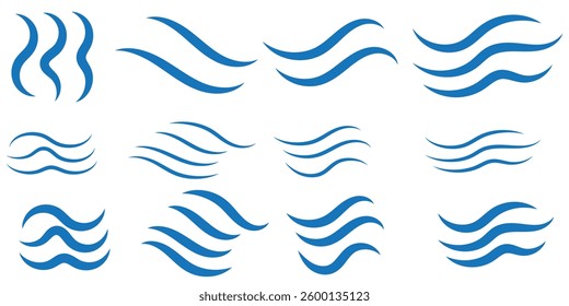 Blue waves icon vector set. Wave illustration sign collection. ocean symbol. water logo.