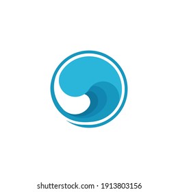 Blaues Wellen minimalistisches Logo-Kreisdesign